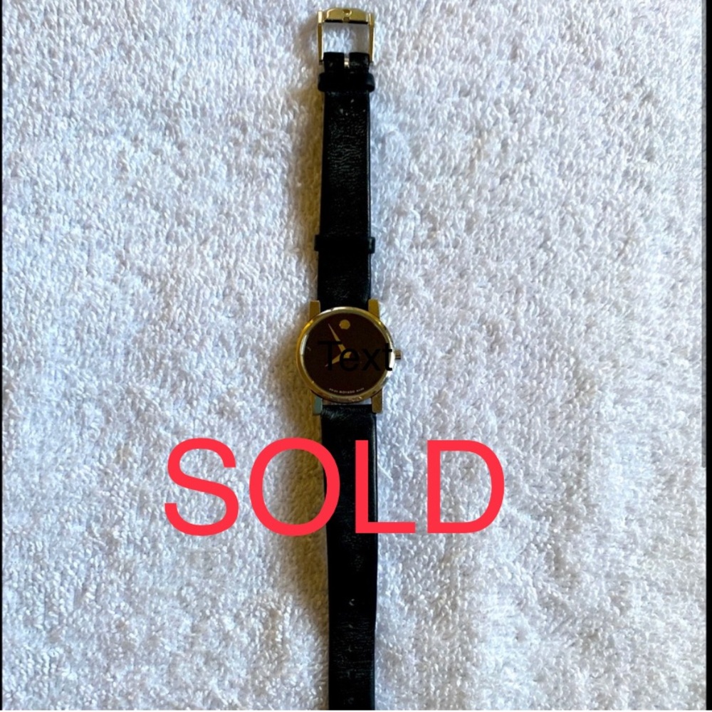 Movado black slim watch